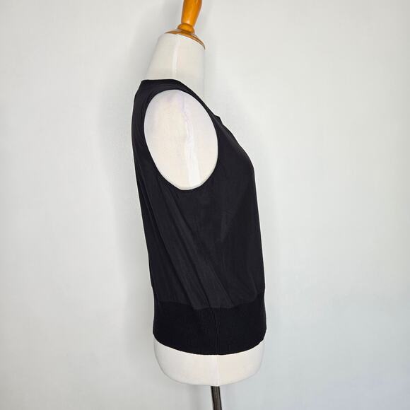 Athleta Zephyr Shell Tank Black Crew Neck Ribbed Trim Women XS - Picture 3 of 12